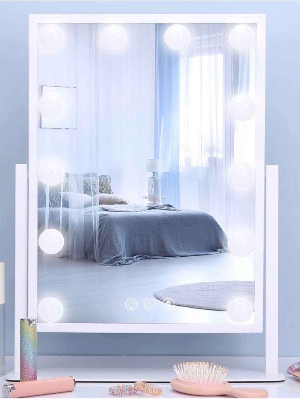 Hollywood Vanity Mirror with LED Bulbs - White